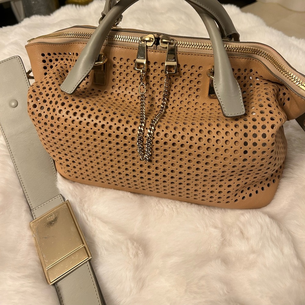 Chloe Bailey handbag in a beautiful camel color with gray accent handals /strap